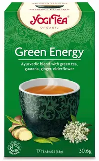 Yogi Tea Green Energy vihreä yrtti-guarana-kombucha maustetee luomu ayurvedinen 17x1,8g