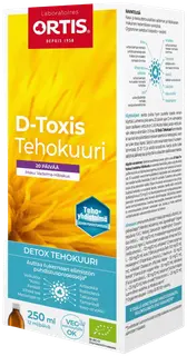 D-Toxis detox vadelma-hibiskus ravintolisä puhdistava tehokuuri 250 ml