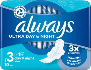 Always 10kpl Ultra Day & Night 3 siivekkeillä terveysside