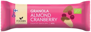 Foodin Granola bar Almond Cranberry, luomu, 40g