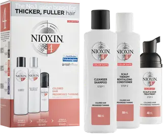 NIOXIN 4 Trial Kit hoitopakkaus värjätyille, selvästi ohentuneille hiuksille