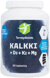 Terveyskaistan Kalkki+D3+K2+MG ravintolisä 90 tabl.