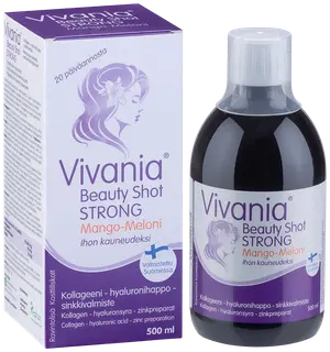 Vivania Beauty Shot Strong Mango-Meloni Kollageeni-hyaluronihappo-sinkki 500 ml