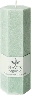 Havi´s oliiviöljykynttilä steariini pöytäkynttilä  Hexagon vihreä 5x15cm 1kpl 23h