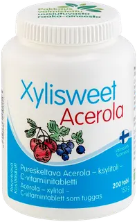 Xylisweet Acerola pureskeltava acerola-ksylitoli-C-vitamiinitabletti 200 tabl