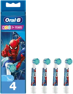Oral-B Kids Spiderman -Sähköhammasharjan Vaihtoharjat Braun-tekniikalla, 4 Vaihtoharjaa