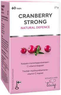 Cranberry Strong 60 kaps., kotimainen karpalo-maitohappobakteeri-C-vitamiinikapseli,  Vitabalans