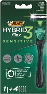 BIC Hybrid Flex 3 Sensitive varsi ja 4 vaihtoterää