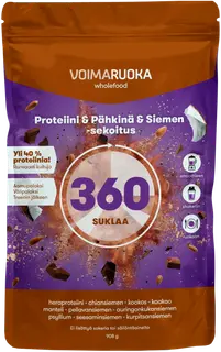 Voimaruoka 360 Wholefood suklaan makuinen proteiini-pähkinä-siemensekoitus 908g