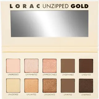 LORAC Unzipped Gold  Eyeshadow Palette & Eye Primer Set luomiväripaletti 11,2g ja silmämeikinpohjustusvoide