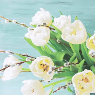 PAPER + DESIGN lautasliina White Tulips 33x33cm 3-krs 20kpl