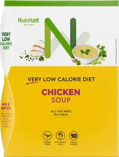 Nutrilett VLCD Chicken Soup Painonhallintaan tarkoitettu erittäin niukkaenergiainen ruokavalionkorvike kanakeitto 10x35g