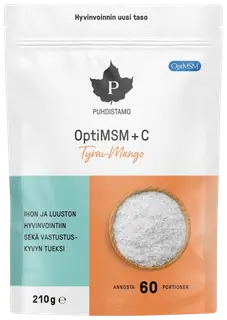 Puhdistamo OptiMSM+C -jauhe Tyrni-Mango 210 g