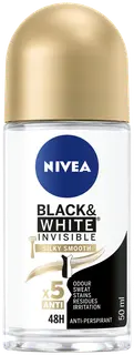 NIVEA 50ml Black & White Invisible Silky Smooth Deo Roll-On -antiperspirantti