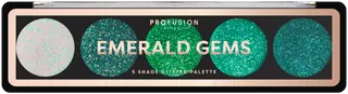 Profusion Cosmetics viiden sävyn glitterpaletti Emerald Gems 4,5 g