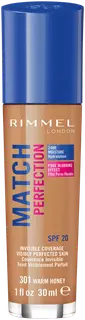 Rimmel 30ml Match Perfection SPF 20 301 Warm Honey meikkivoide