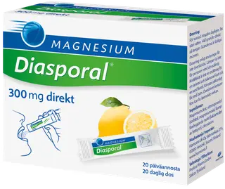Diasporal sitruunanmakuinen magnesium-annosrae 300mg Direkt ravintolisä 27g/20kpl