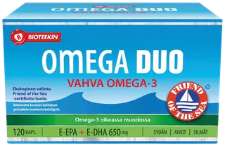 Bioteekki Omega Duo rasvahappovalmiste ravintolisä 120 kaps.