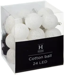 House Cotton ball ulkovalosarja 24 LED IP44, valkoinen