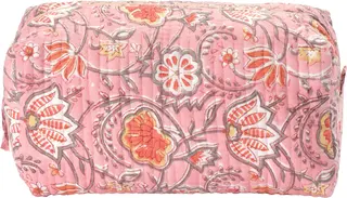 JJDK Jaya kosmetiikkalaukku 26x14x10 cm, kukkakuvioitu koralli