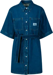 CK Jeans Boxy Belted Shirt Dress farkkukankainen paitamekko