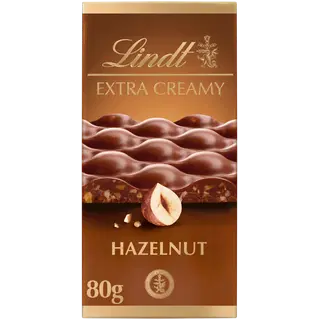 Lindt Extra Creamy piimašokolaad sarapuupähklitega 80g