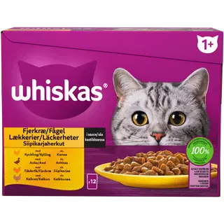 Whiskas 1+ kassitoidu valik linnulihaga kastmes 12x85g