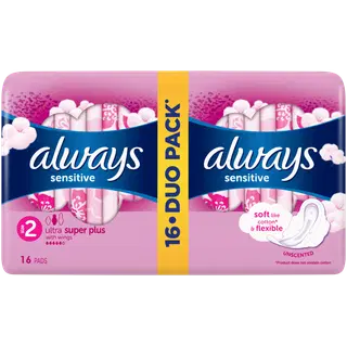Hügieenisidemed Ultra Super Plus Sensitive Duopack, ALWAYS, 16 tk