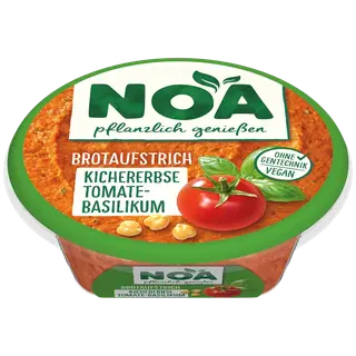 Noa hummus keedetud kikerhernestest tomati ja basiilikuga, 175 g
