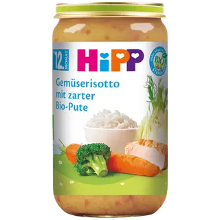 HiPP köögiviljarisoto hõrgu kalkunilihaga öko al. 12. kuust 250g