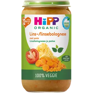 HiPP läätse bolognese ja pasta 12 kuud 250g