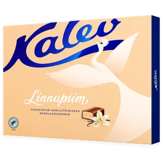 Kalev linnupiim vahustatud vanillitäidisega šokolaadikommid 136g