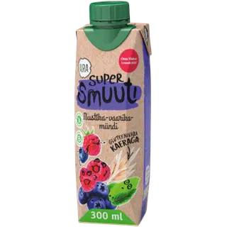 Supersmuuti Aura mustika-vaarika-mündi 0,3l