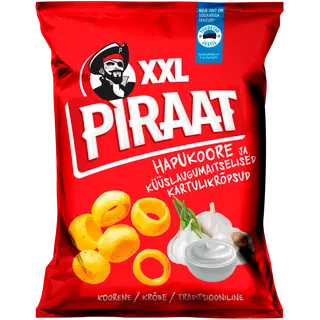 Piraat hapukoore ja küüslaugumaitselised kartulikrõpsud XXL 220G