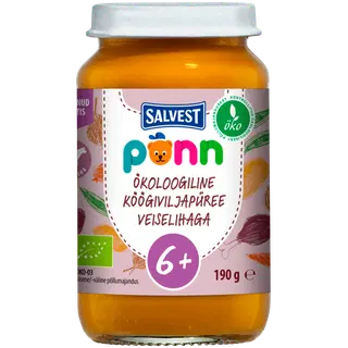 Põnn Ökoloogiline Köögiviljapüree veiselihaga 190 g, alates 6-elukuust