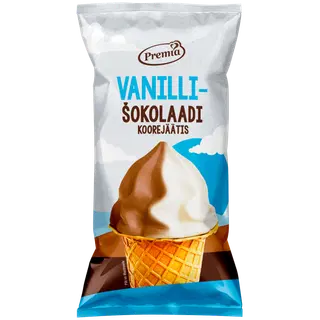 Premia Vanilli- ja Šokolaadi koorejäätis vahvlitopsis 70g/140 ml