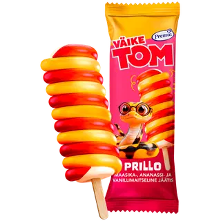Väike Tom Prillo Maasika-Ananassi-vanilli maitseline jäätis 75g/80 ml