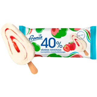 Premia 40% Vähema suhkruga Koorejäätis maasika 50g/100 ml