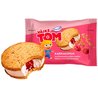 Väike Tom Kaeraküpsik Vanillijäätis vaarikatäidisega75g/140 ml