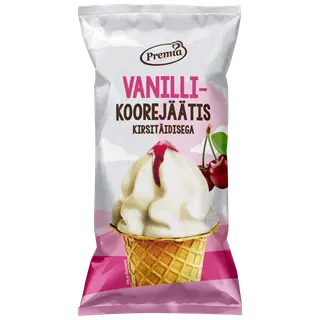 Premia Vanilli-Koorejäätis Kirsitäidiega Vahvliopsis 75 g/140 ml