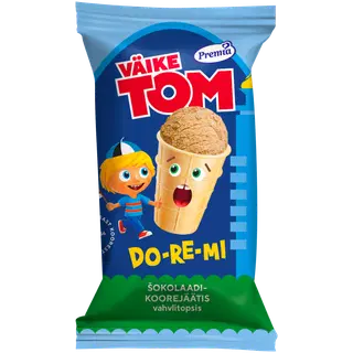 Väike Tom Do-Re-Mi šokoladi-Koorejäätis Vahvlitopsis 65g/120 ml