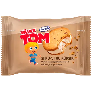 Siiru-viiru küpsik vanilli-koorejäätis karamellitäidisega, VÄIKE TOM, 80 g