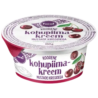 Mustade kirssidega koorene kohupiimakreem, 150 g