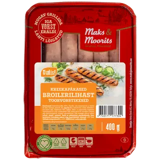 Maks&Moorits Kreekapärased broilerilihast toorvorstikesed 400g