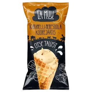 La Muu Karamelli-Meresoolajäätis Vahvlikoonuses 80 g