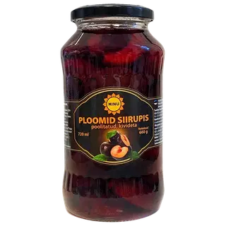 Minu poolitatud ploomid kivideta siirupis, 660 g