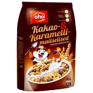 Kakao-ja karamellimaitselised helbed, OHO, 500 g