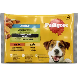 Pedigree koeraeine 4*100g veise-maksa, kana, köögivilja