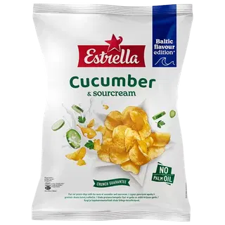 Estrella kartulikrõpsud kurgi- ja hapukooremaitselised, siledalõikelised, 170 g