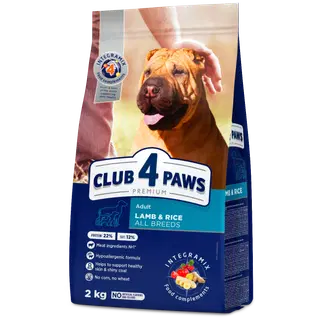 Club4Paws Premium kuivtoit koertele Hüpoallergeenne lambaliha ja riisiga All Breeds, 2kg